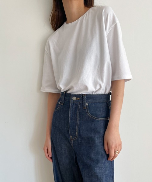 CANAL JEAN(キャナルジーン)の「RED CHOP WORKS ボックスTシャツ(Tシャツ/カットソー・レディース・ホワイト/ブラック・ONE SIZE)」の2枚目の写真