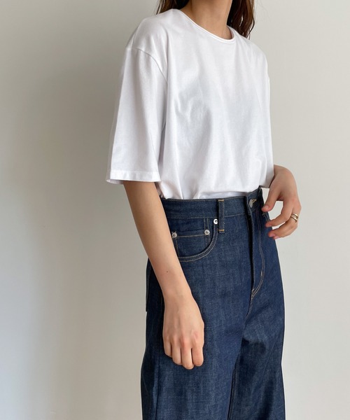 CANAL JEAN(キャナルジーン)の「RED CHOP WORKS ボックスTシャツ(Tシャツ/カットソー・レディース・ホワイト/ブラック・ONE SIZE)」の6枚目の写真