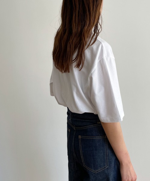 CANAL JEAN(キャナルジーン)の「RED CHOP WORKS ボックスTシャツ(Tシャツ/カットソー・レディース・ホワイト/ブラック・ONE SIZE)」の13枚目の写真