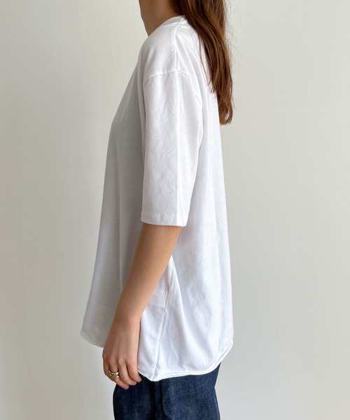 CANAL JEAN(キャナルジーン)の「RED CHOP WORKS ボックスTシャツ(Tシャツ/カットソー・レディース・ホワイト/ブラック・ONE SIZE)」の5枚目の写真