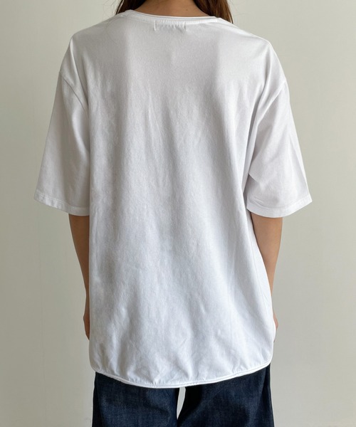 CANAL JEAN(キャナルジーン)の「RED CHOP WORKS ボックスTシャツ(Tシャツ/カットソー・レディース・ホワイト/ブラック・ONE SIZE)」の7枚目の写真