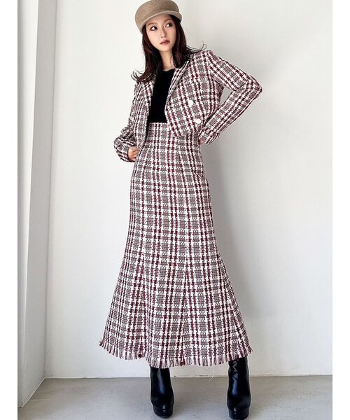 RESEXXY（リゼクシー）の「ツイードマーメイドスカート【セットアップ着用可能】（スカート・レディース・ブラック/レッド/グリーン・FREE）」の10枚目の写真