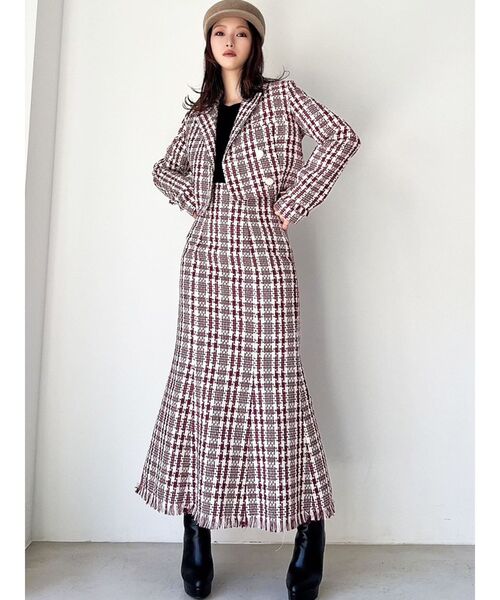 RESEXXY（リゼクシー）の「ツイードマーメイドスカート【セットアップ着用可能】（スカート・レディース・ブラック/レッド/グリーン・FREE）」の12枚目の写真