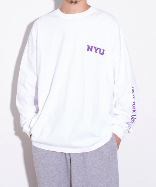 GOOD ROCK SPEED(グッドロックスピード)の「【GOOD ROCK SPEED/グッドロックスピード】別注 カレッジロゴ ロンT(Tシャツ/カットソー・メンズ・ホワイト/ネイビー・FREE)」の5枚目の写真