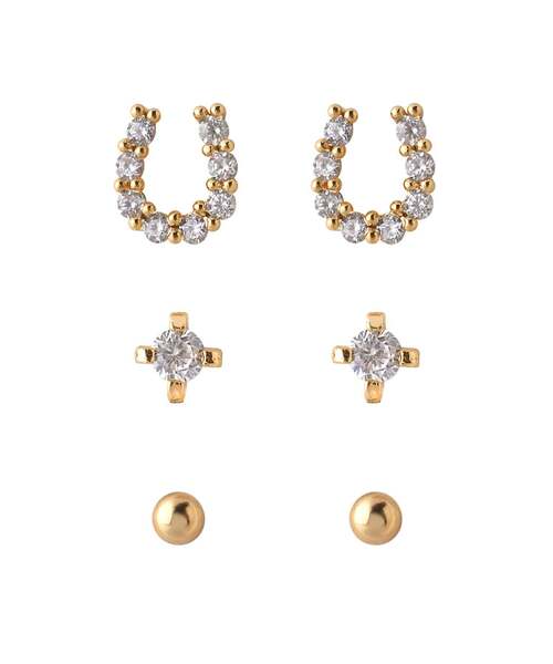 ANEMONE（アネモネ）の「ホースシュービジューピアス[3ペアセット]（ピアス（両耳用）・レディース・ゴールド/シルバー・FREE）」の2枚目の写真