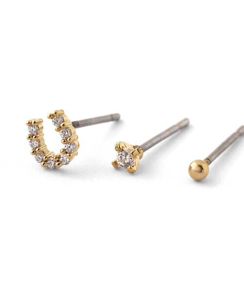 ANEMONE（アネモネ）の「ホースシュービジューピアス[3ペアセット]（ピアス（両耳用）・レディース・ゴールド/シルバー・FREE）」の7枚目の写真