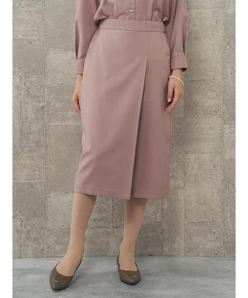 Perfect Suit FActory（パーフェクトスーツファクトリー）の「【お仕事OK】ダブルツイル　ラップ風ストレートスカート　ピンク/カーキ（スカート・レディース・カーキ/サーモンピンク・M/S/L）」の17枚目の写真