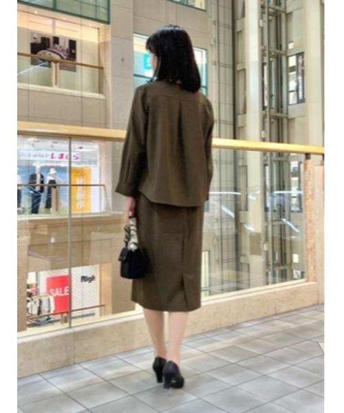Perfect Suit FActory（パーフェクトスーツファクトリー）の「【お仕事OK】ダブルツイル　ラップ風ストレートスカート　ピンク/カーキ（スカート・レディース・カーキ/サーモンピンク・M/S/L）」の9枚目の写真