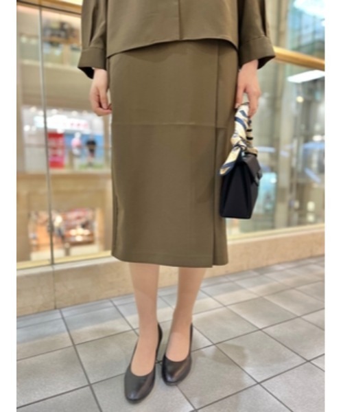 セール】【お仕事OK】ダブルツイル ラップ風ストレートスカート ピンク