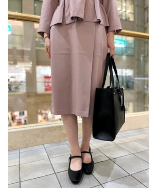 Perfect Suit FActory（パーフェクトスーツファクトリー）の「【お仕事OK】ダブルツイル　ラップ風ストレートスカート　ピンク/カーキ（スカート・レディース・カーキ/サーモンピンク・M/S/L）」の14枚目の写真