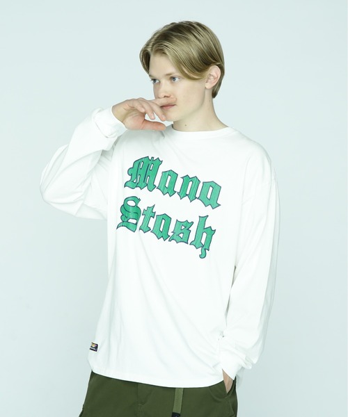 MANASTASH(マナスタッシュ)の「MANASTASH/マナスタッシュ/PUMICE L/S TEE OLD ENGLISH(Tシャツ/カットソー・メンズ・ブラック/オレンジ/ホワイト・XL/L/2XL/M)」の2枚目の写真