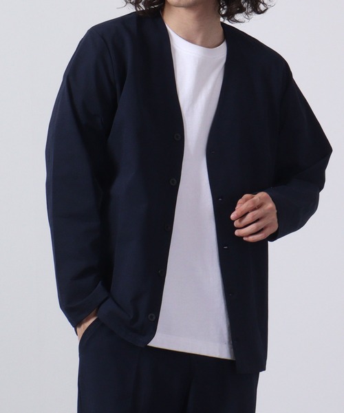 URBAN SQUARE（アーバンスクエア）の「URBAN SQUARE 吸汗速乾 接触冷感 家庭で洗える ノーカラージャケット（ノーカラージャケット・メンズ・オリーブ/ネイビー/グレー/ブラック・L/LL/M）」の4枚目の写真