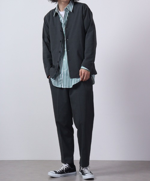 URBAN SQUARE（アーバンスクエア）の「URBAN SQUARE 吸汗速乾 接触冷感 家庭で洗える ノーカラージャケット（ノーカラージャケット・メンズ・オリーブ/ネイビー/グレー/ブラック・L/LL/M）」の7枚目の写真