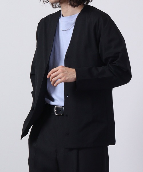 URBAN SQUARE（アーバンスクエア）の「URBAN SQUARE 吸汗速乾 接触冷感 家庭で洗える ノーカラージャケット（ノーカラージャケット・メンズ・オリーブ/ネイビー/グレー/ブラック・L/LL/M）」の14枚目の写真