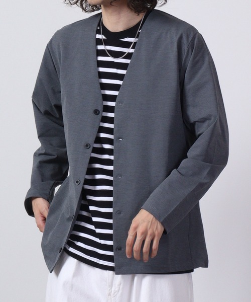 URBAN SQUARE（アーバンスクエア）の「URBAN SQUARE 吸汗速乾 接触冷感 家庭で洗える ノーカラージャケット（ノーカラージャケット・メンズ・オリーブ/ネイビー/グレー/ブラック・L/LL/M）」の21枚目の写真