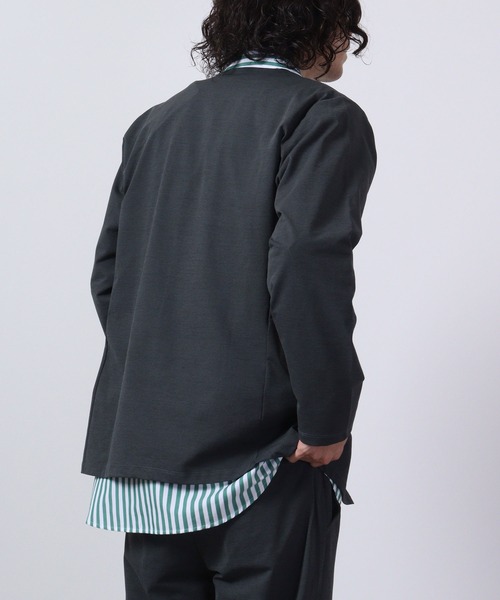 URBAN SQUARE（アーバンスクエア）の「URBAN SQUARE 吸汗速乾 接触冷感 家庭で洗える ノーカラージャケット（ノーカラージャケット・メンズ・オリーブ/ネイビー/グレー/ブラック・L/LL/M）」の5枚目の写真