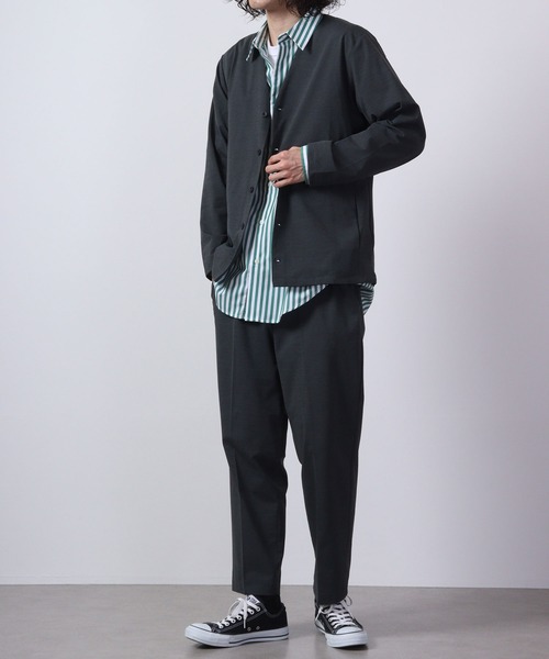 URBAN SQUARE（アーバンスクエア）の「URBAN SQUARE 吸汗速乾 接触冷感 家庭で洗える ノーカラージャケット（ノーカラージャケット・メンズ・オリーブ/ネイビー/グレー/ブラック・L/LL/M）」の6枚目の写真