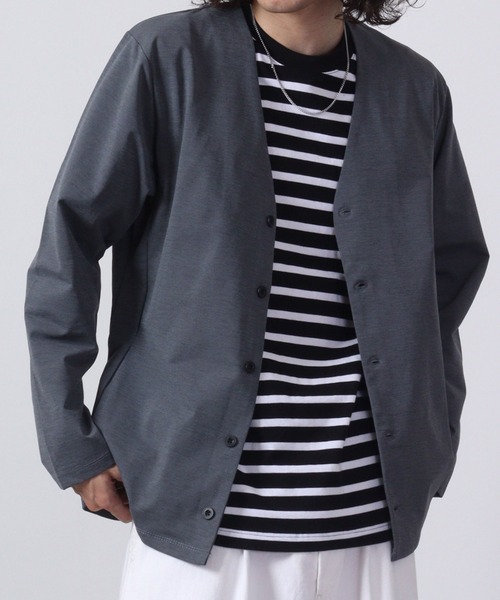 URBAN SQUARE（アーバンスクエア）の「URBAN SQUARE 吸汗速乾 接触冷感 家庭で洗える ノーカラージャケット（ノーカラージャケット・メンズ・オリーブ/ネイビー/グレー/ブラック・L/LL/M）」の22枚目の写真