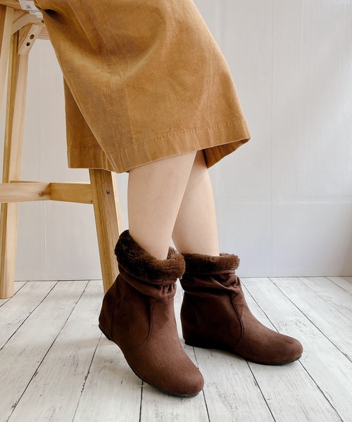 Noubel Voug Relax（ヌーベルヴォーグリラックス）の「インヒール くしゅくしゅ あったかブーツ（ブーツ・レディース・ダークブラウン/ベージュ系その他/ブラック・L/S/LL/M）」の9枚目の写真