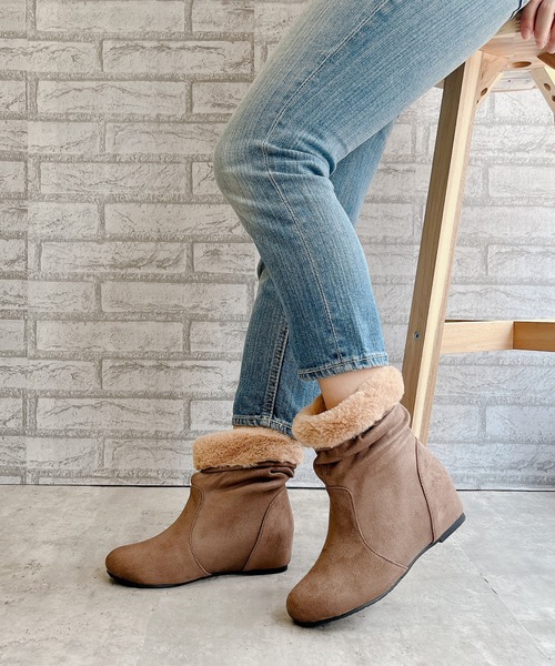 Noubel Voug Relax（ヌーベルヴォーグリラックス）の「インヒール くしゅくしゅ あったかブーツ（ブーツ・レディース・ダークブラウン/ベージュ系その他/ブラック・L/S/LL/M）」の10枚目の写真