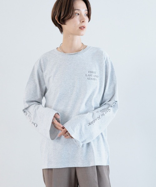 LEPSIM（レプシィム）の「袖ロゴロンT　964231（Tシャツ/カットソー・レディース・グレー/オフホワイト/ライトグレー・FREE）」の7枚目の写真