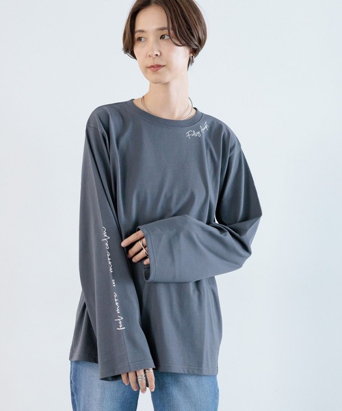 LEPSIM（レプシィム）の「袖ロゴロンT　964231（Tシャツ/カットソー・レディース・グレー/オフホワイト/ライトグレー・FREE）」の9枚目の写真