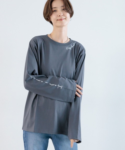 LEPSIM（レプシィム）の「袖ロゴロンT　964231（Tシャツ/カットソー・レディース・グレー/オフホワイト/ライトグレー・FREE）」の10枚目の写真