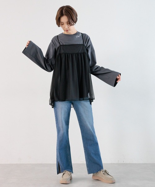 LEPSIM（レプシィム）の「袖ロゴロンT　964231（Tシャツ/カットソー・レディース・グレー/オフホワイト/ライトグレー・FREE）」の12枚目の写真