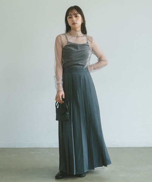 VANNIE U(ヴァニーユー)の「ベーシックプリーツロングスカート/SMサイズ展開あり(スカート・レディース・ベージュ/チェック/グレー・S/M)」の21枚目の写真