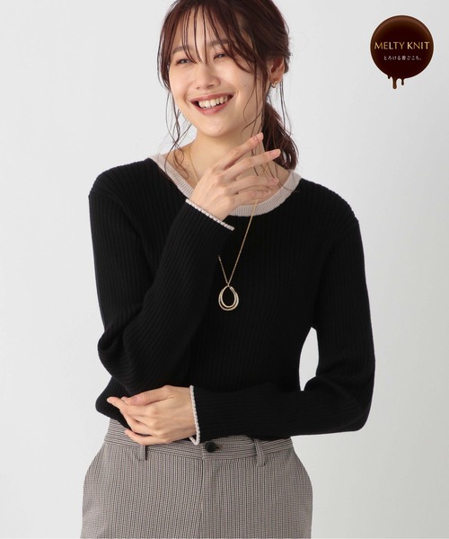 GLOBAL WORK(グローバルワーク)の「メルティリブクルーネックプルオーバー/904803(ニット/セーター・レディース・ベージュ系その他/ベージュ系その他3/アイボリー/その他/ブラック系その他/ホワイト系その他/ブラック系その他2/ブラック/ホワイト系その他2/ブラウン系その他/グリーン系その他・MEDIUM/LARGE)」の6枚目の写真