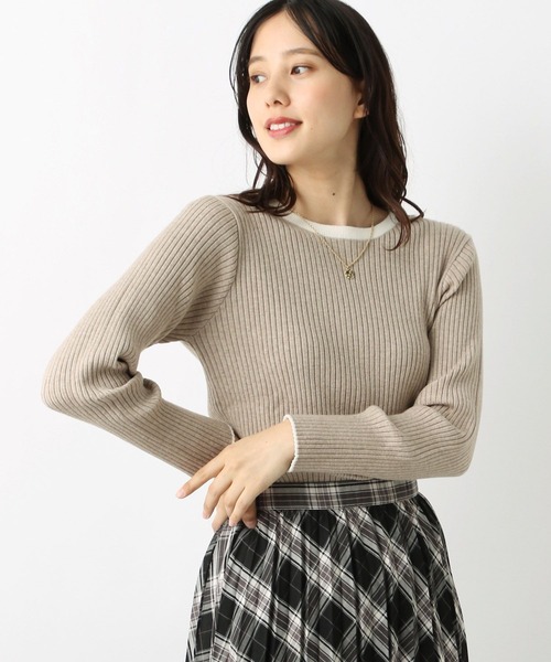 GLOBAL WORK リブ編み クルーネックセーター SALE／40%OFFメルティリブクルーネックプルオーバー