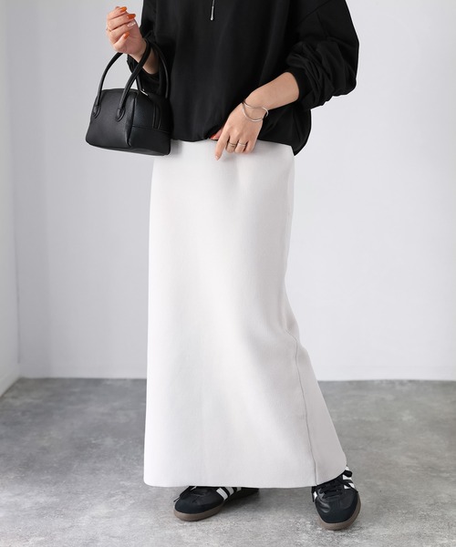 Riberry(リベリー)の「スポンディッシュニットスカート(スカート・レディース・オレンジ/ライトグレー/グリーン/アイボリー/ブラック/ブラウン/グレイッシュベージュ・FREE)」の5枚目の写真