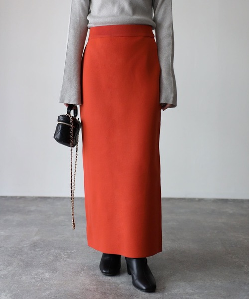 Riberry(リベリー)の「スポンディッシュニットスカート(スカート・レディース・オレンジ/ライトグレー/グリーン/アイボリー/ブラック/ブラウン/グレイッシュベージュ・FREE)」の7枚目の写真