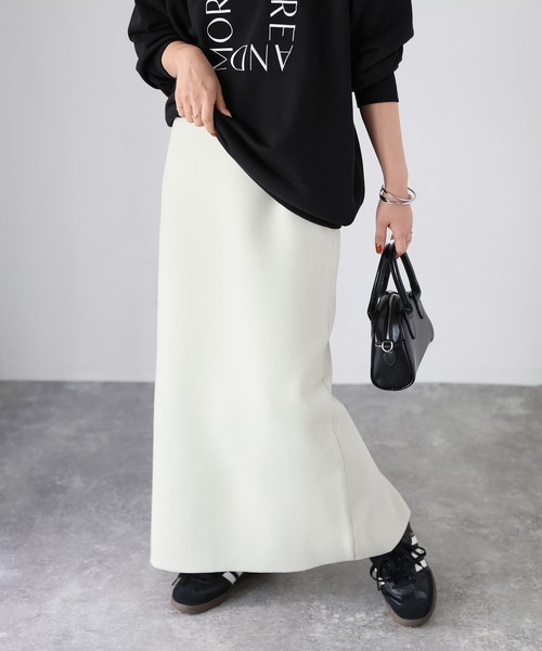 Riberry(リベリー)の「スポンディッシュニットスカート(スカート・レディース・オレンジ/ライトグレー/グリーン/アイボリー/ブラック/ブラウン/グレイッシュベージュ・FREE)」の2枚目の写真