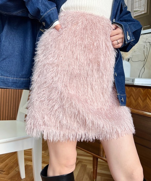 moment+（モーメントプラス）の「ミニ台形フリンジスカート（スカート