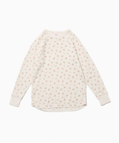 JEMORGAN(ジェーイーモーガン)の「JEMORGAN/ジェーイーモーガン TCワッフル 花柄ラグラン L/S TEE ラグランTシャツ(Tシャツ/カットソー・レディース・アイボリー系2/アイボリー系1・FREE)」の2枚目の写真