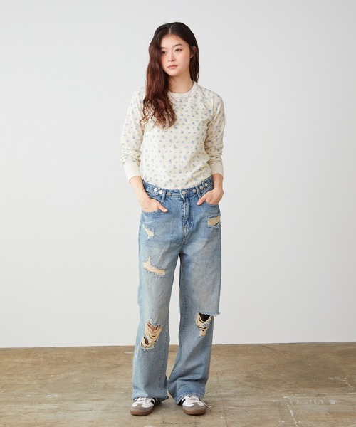 JEMORGAN(ジェーイーモーガン)の「JEMORGAN/ジェーイーモーガン TCワッフル 花柄ラグラン L/S TEE ラグランTシャツ(Tシャツ/カットソー・レディース・アイボリー系2/アイボリー系1・FREE)」の15枚目の写真