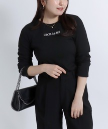 CECIL McBEE（セシルマクビー）の「CECIL McBEE（セシルマクビー）ブランドロゴ刺繍リブニットトップス レディース/長袖カットソープルオーバー/ロンT（Tシャツ/カットソー）」