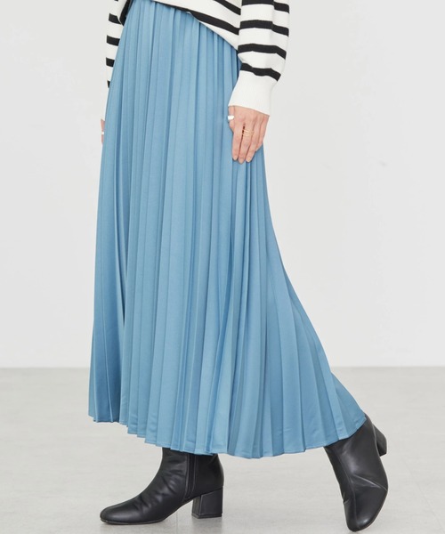 AMERICAN HOLIC（アメリカンホリック）の「サテンプリーツスカート（スカート・レディース・その他14/アイボリー/モカ/サックスブルー・M/L）」の3枚目の写真