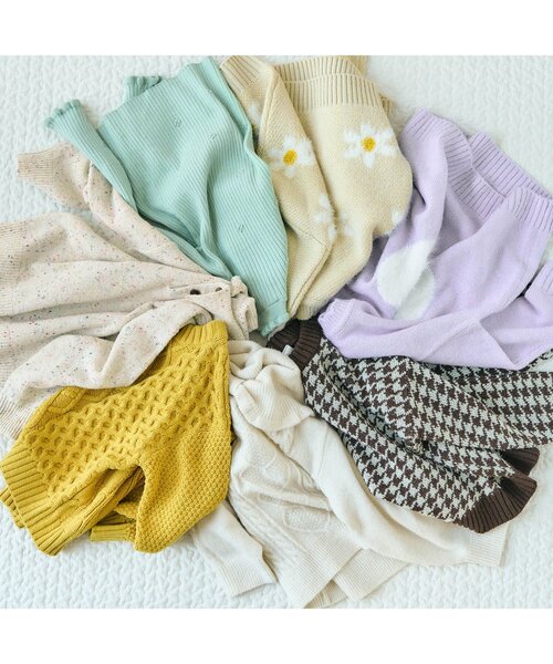 apres les cours(アプレレクール)の「カラーネップ・ボーダー衿付きニット(ニット/セーター・キッズ・アイボリー/その他2・90/120/100)」の8枚目の写真