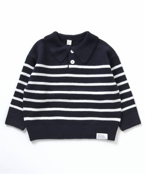 apres les cours(アプレレクール)の「カラーネップ・ボーダー衿付きニット(ニット/セーター・キッズ・アイボリー/その他2・90/120/100)」の9枚目の写真