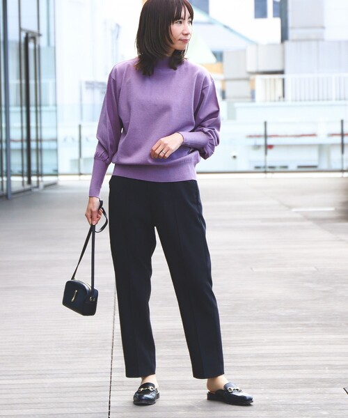 BEAMS HEART(ビームスハート)の「BEAMS HEART / テーパード スラックス(スラックス・レディース・ブラウン系その他2/ブラック・SMALL/MEDIUM)」の3枚目の写真
