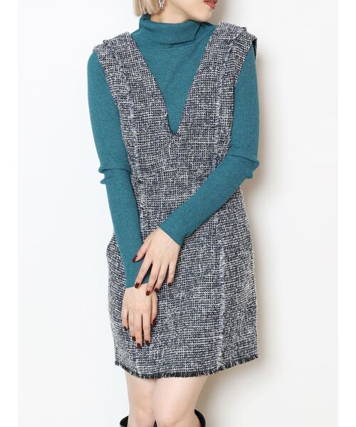 MURUA（ムルーア）の「フリンジミニジャンパースカート（ワンピース・レディース・ブラック/その他1/ホワイト・2/1）」の3枚目の写真