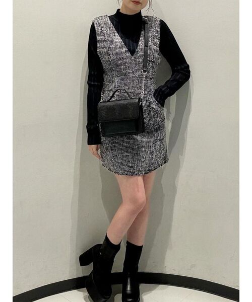 MURUA（ムルーア）の「フリンジミニジャンパースカート（ワンピース・レディース・ブラック/その他1/ホワイト・2/1）」の7枚目の写真