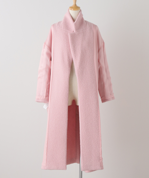 ピンクPlage 23AW Boucle オーバーサイズロングコート セール】Boucle オーバーサイズロング コート（その他アウター