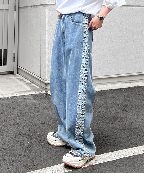 【96thes SELECT】ヴィンテージライク サイドフリンジライン ワイドデニムパンツ 24AW（デニムパンツ）｜96thes（クローズ）