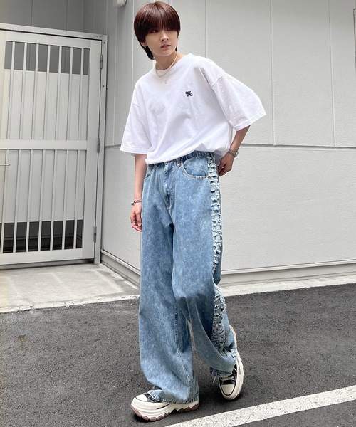 96thes(クローズ)の「【96thes SELECT】ヴィンテージライク サイドフリンジライン ワイドデニムパンツ(デニムパンツ・メンズ・ブラウン/グレー/ブルー系その他/グレー系その他/ブラック/サックスブルー・L/M)」の10枚目の写真