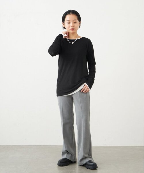 IENA(イエナ)の「《追加》リヨセルコットン シアー ロングTシャツ(Tシャツ/カットソー・レディース・ホワイト/ブラック/グレー・FREE)」の4枚目の写真