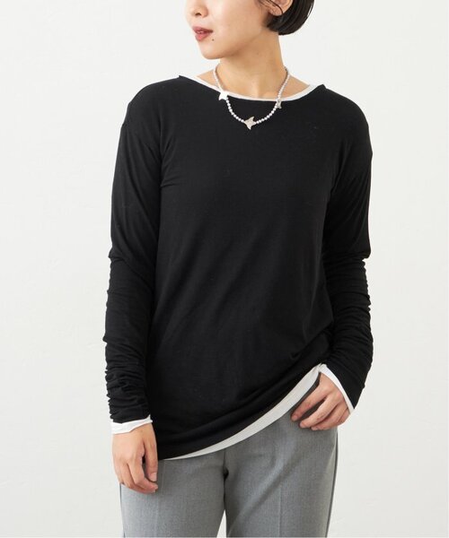 IENA(イエナ)の「《追加》リヨセルコットン シアー ロングTシャツ(Tシャツ/カットソー・レディース・ホワイト/ブラック/グレー・FREE)」の7枚目の写真