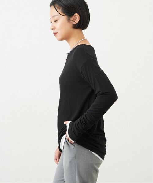 IENA(イエナ)の「《追加》リヨセルコットン シアー ロングTシャツ(Tシャツ/カットソー・レディース・ホワイト/ブラック/グレー・FREE)」の8枚目の写真